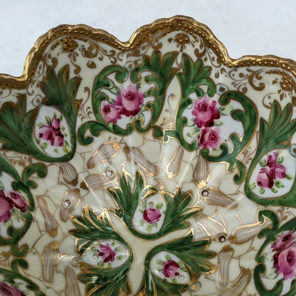 Vintage bone china berry bowl strainer